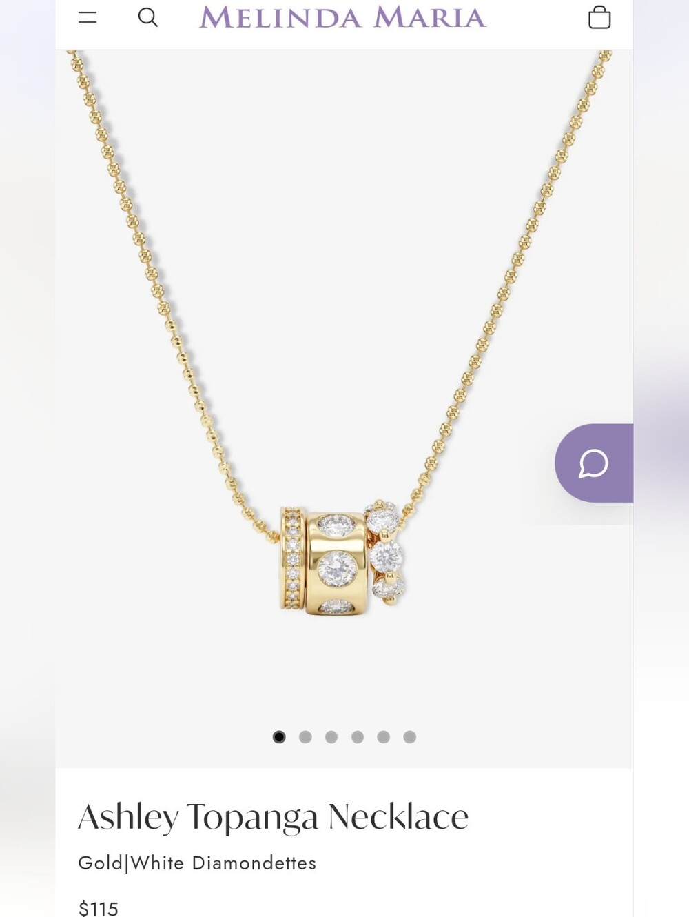 NWT Melinda Maria Ashley Topanga Necklace Gold
